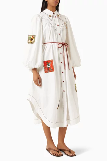 Westwood Embellished Midi Shirtdress in Cotton Poplin