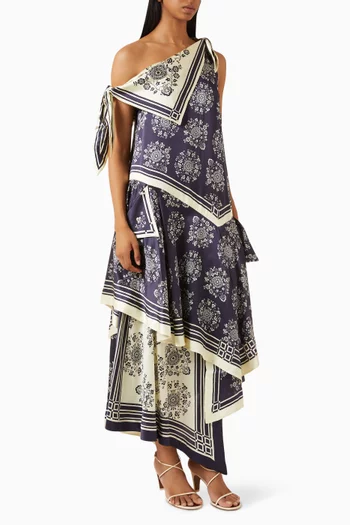 Banderra Scarf Midi Dress in Silk