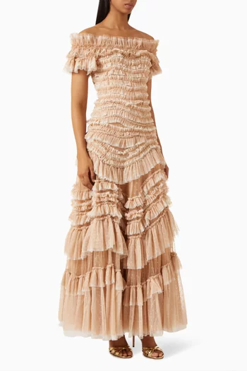 Wild Rose Off-shoulder Gown in Tulle