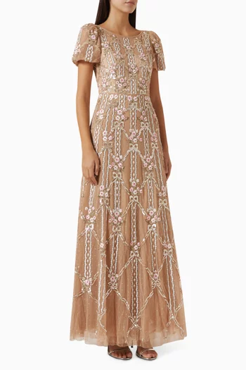 Lovers Lace Gown in Embroidered Tulle
