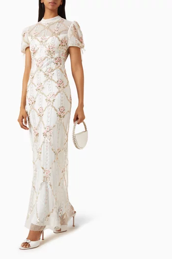 Lovers Lace Ribbon Gown in Embroidered Tulle