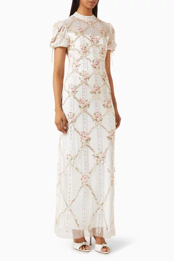 Lovers Lace Ribbon Gown in Embroidered Tulle