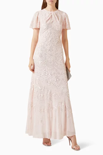 Freya Sequin Gown in Georgette