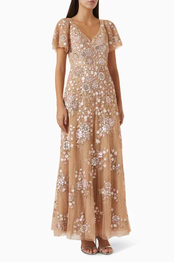 Palace Garden Floral Sequin Gown