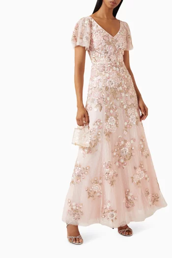 Palace Garden Floral Sequin Gown