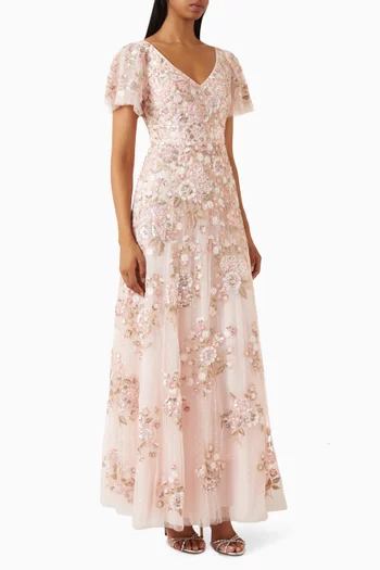 Palace Garden Floral Sequin Gown