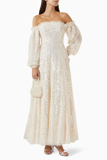 Confetti Gloss Off-shoulder Gown in Tulle