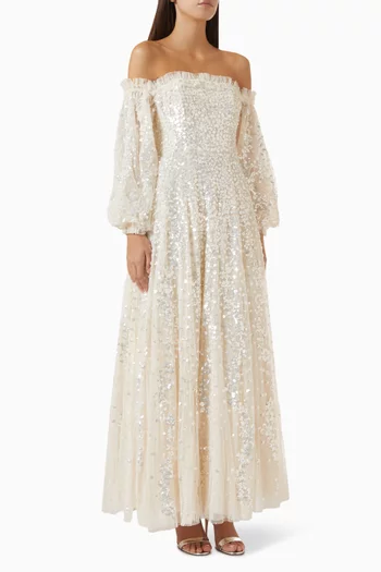 Confetti Gloss Off-shoulder Gown in Tulle