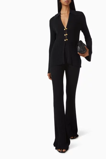 Conan Flare Pants in Rib-knit