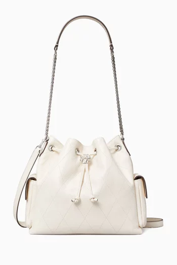 Large Charlie Drawstring Shoulder Bag in Quilted Leather