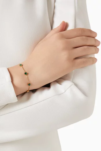 Bezel Heart Bracelet in 18kt Gold-plated Metal