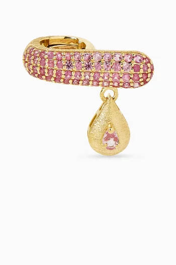 Pink Sapphire Single Ear Cuff in Brushed 18kt Gold
