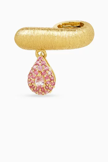 Pink Sapphire Single Ear Cuff in Brushed 18kt Gold