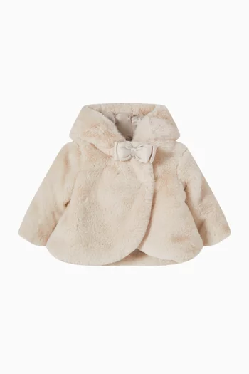 Bow Faux-fur Coat