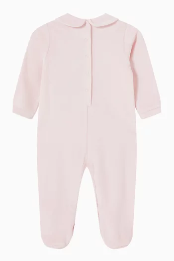 Teddy Print Pyjama Romper in Cotton-blend