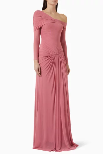 Ruched One-shoulder Dress