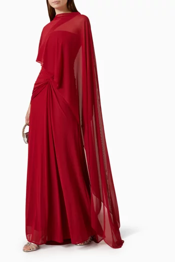 Twist One-shoulder Dress & Cape Set