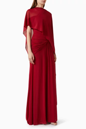 Twist One-shoulder Dress & Cape Set