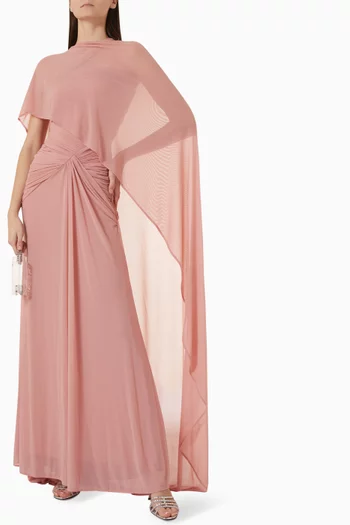 Twist One-shoulder Dress & Cape Set