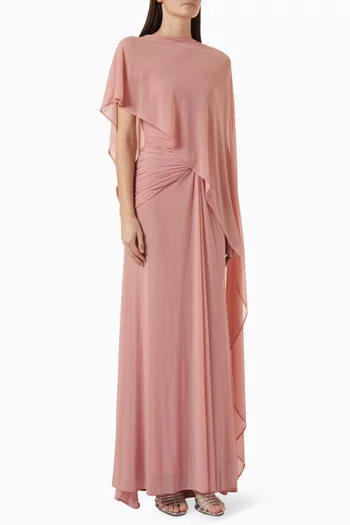 Twist One-shoulder Dress & Cape Set