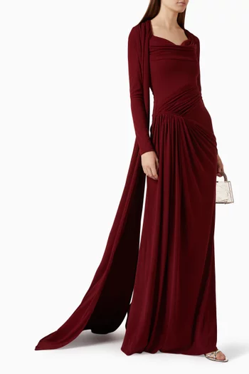 Gathered Cape Dress
