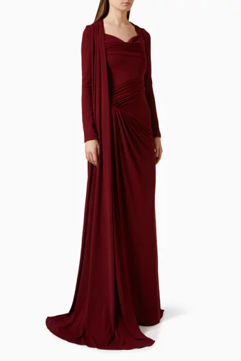 Gathered Cape Dress