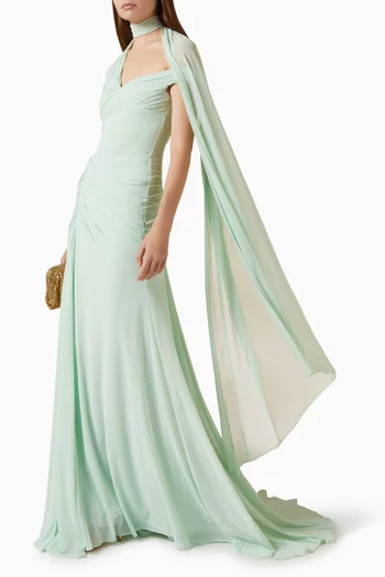 Ruched Cape Dress