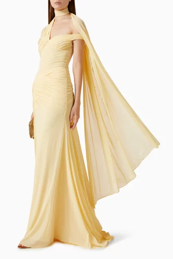 Ruched Cape Dress