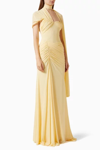 Ruched Cape Dress