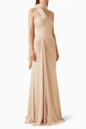 Gathered One-shoulder Dress