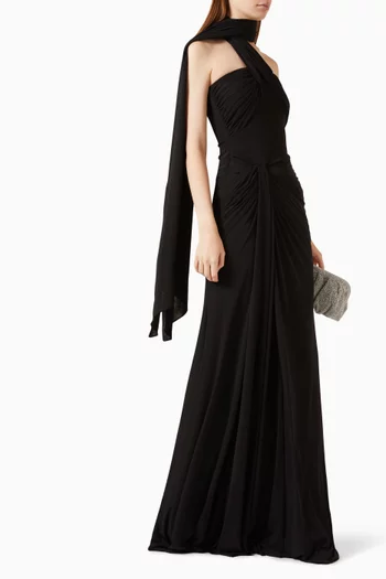 Gathered One-shoulder Dress