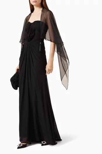 Gathered Dress & Scarf Set