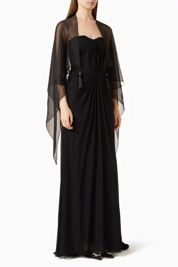 Gathered Dress & Scarf Set
