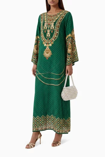 Printed Kaftan in Crepe Silk