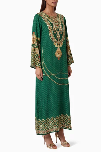 Printed Kaftan in Crepe Silk