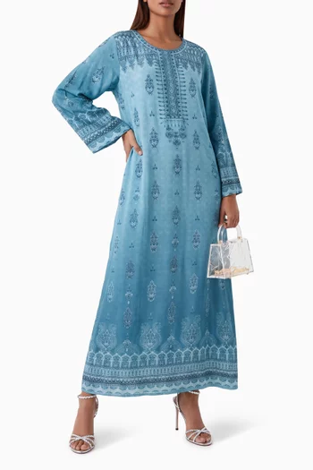 Tie-neck Kaftan in Crepe Silk