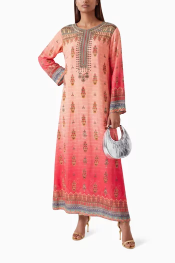 Tie-neck Kaftan in Crepe Silk