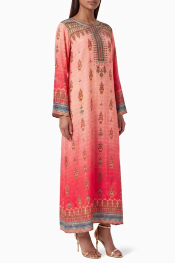 Tie-neck Kaftan in Crepe Silk
