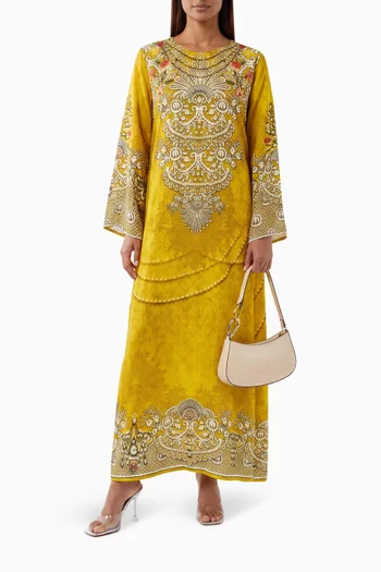 Printed Kaftan in Crepe Silk