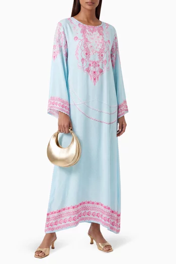 Printed Kaftan in Crepe Silk