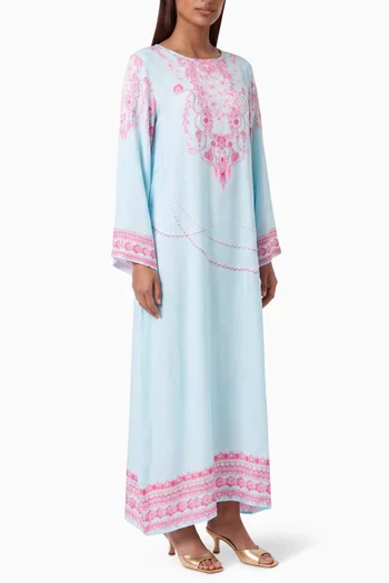 Printed Kaftan in Crepe Silk