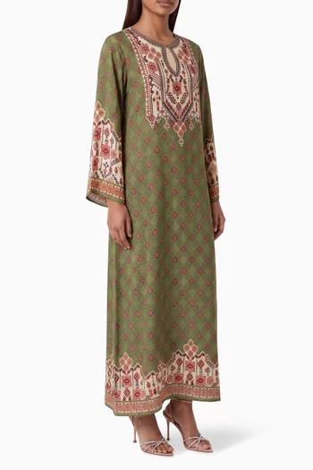 Printed Kaftan in Crepe Silk