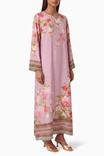 High-neck Kaftan in Crepe Silk