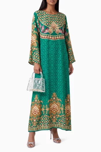 Printed Kaftan in Crepe Silk