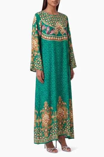 Printed Kaftan in Crepe Silk