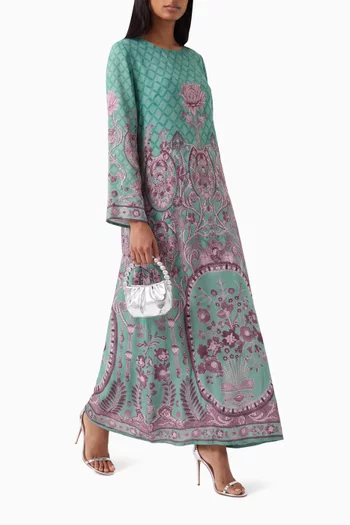 Printed Kaftan in Crepe Silk