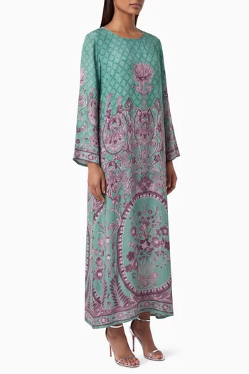 Printed Kaftan in Crepe Silk