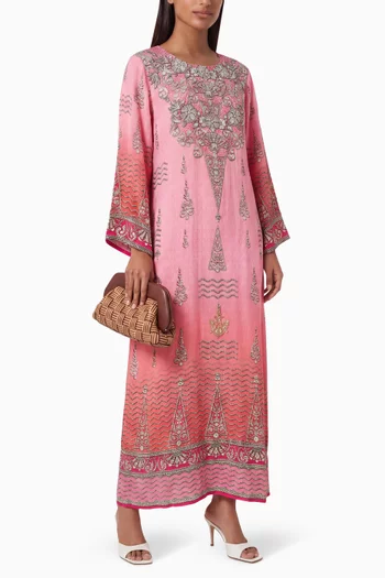 Printed Kaftan in Crepe Silk