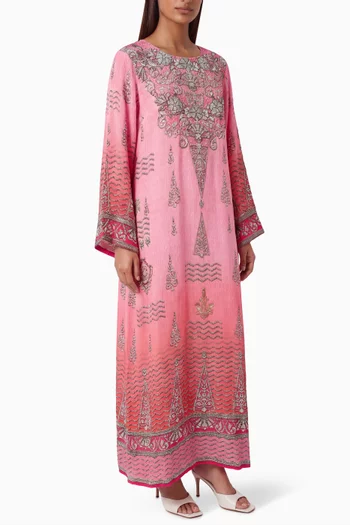 Printed Kaftan in Crepe Silk