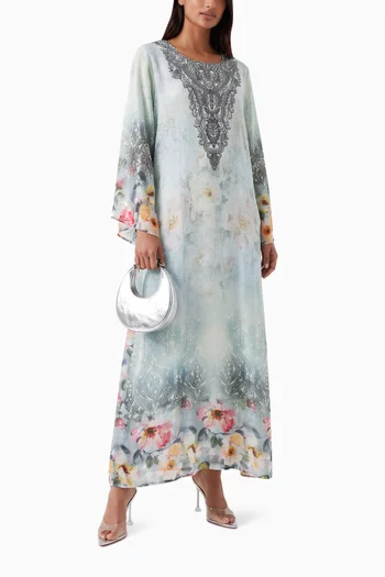 Printed Kaftan in Crepe Silk